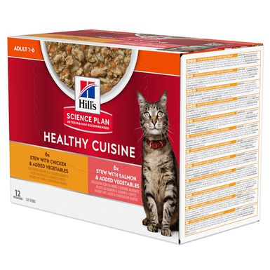 Hill's Science Plan - Sachets Adult Healthy Cuisine au Poulet et Saumon pour Chat - 12x80g