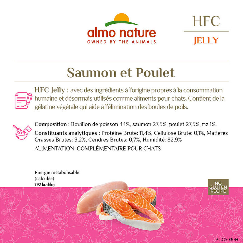 Almo Nature - Pâtée en Boîte HFC Jelly Saumon et Poulet pour Chat - 70g Image numéro 3 Almo Nature - Pâtée en Boîte HFC Jelly Saumon et Poulet pour Chat - 70g Image numéro 3