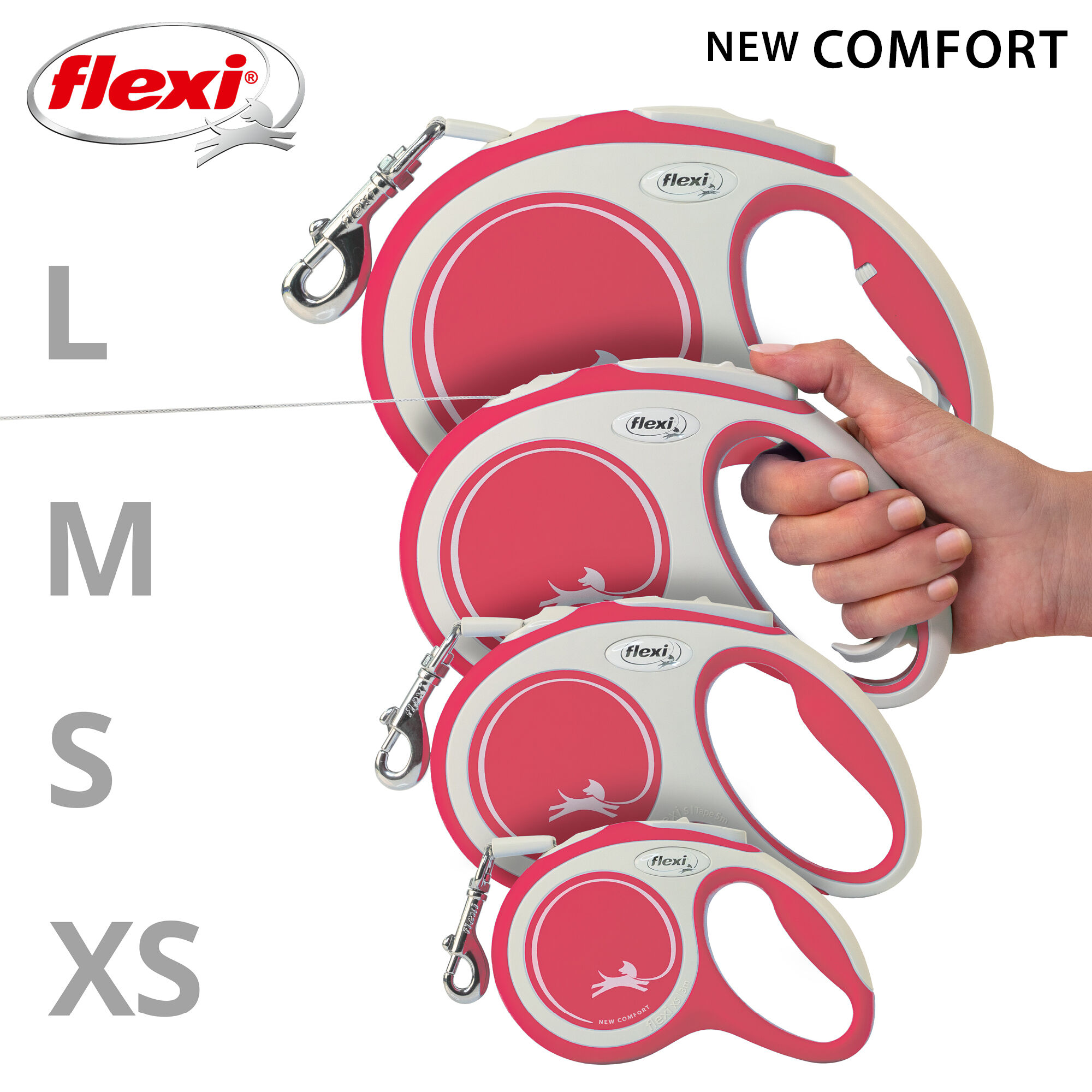Flexi - Laisse New Confort Avec Sangle De 5m pour Chien Rouge - S 5m Image num&eacute;ro 7