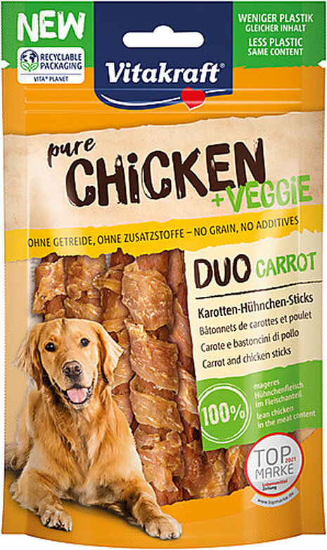 Vitakraft - Friandises Pure Chicken + Veggie Carottes et Poulet pour Chiens - 80g image number null