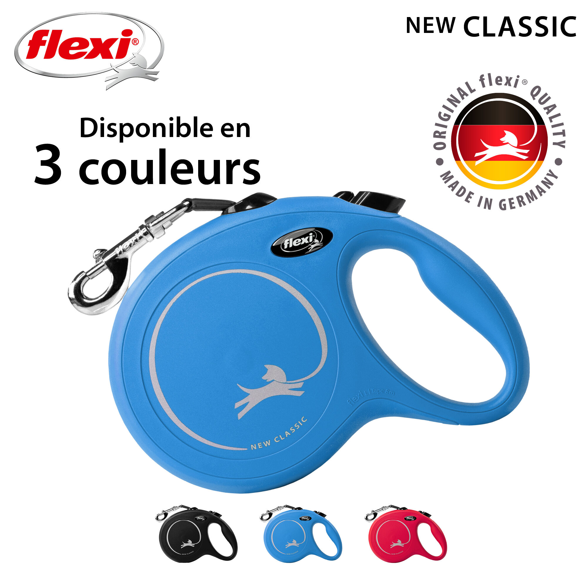 Flexi - Laisse &agrave; Enrouleur Classic Sangle L pour Chiens - 5m/ Bleu Image num&eacute;ro 12