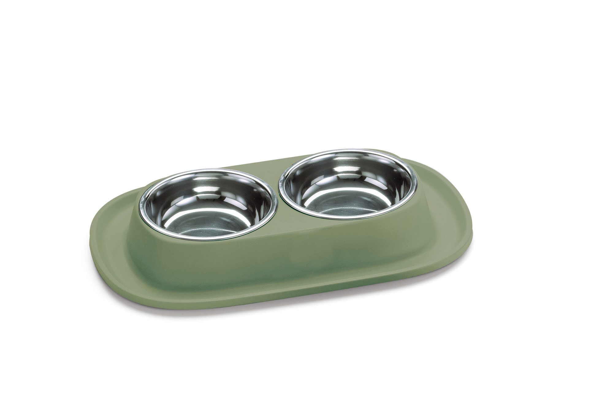 Animalis - Gamelle Double En Inox pour Chat - Vert Image num&eacute;ro 1