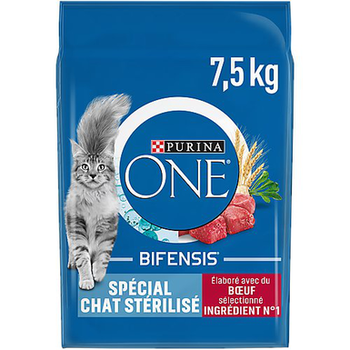 Purina One - Croquettes Stérilisé Bifensis au Bœuf pour Chat - 7,5Kg