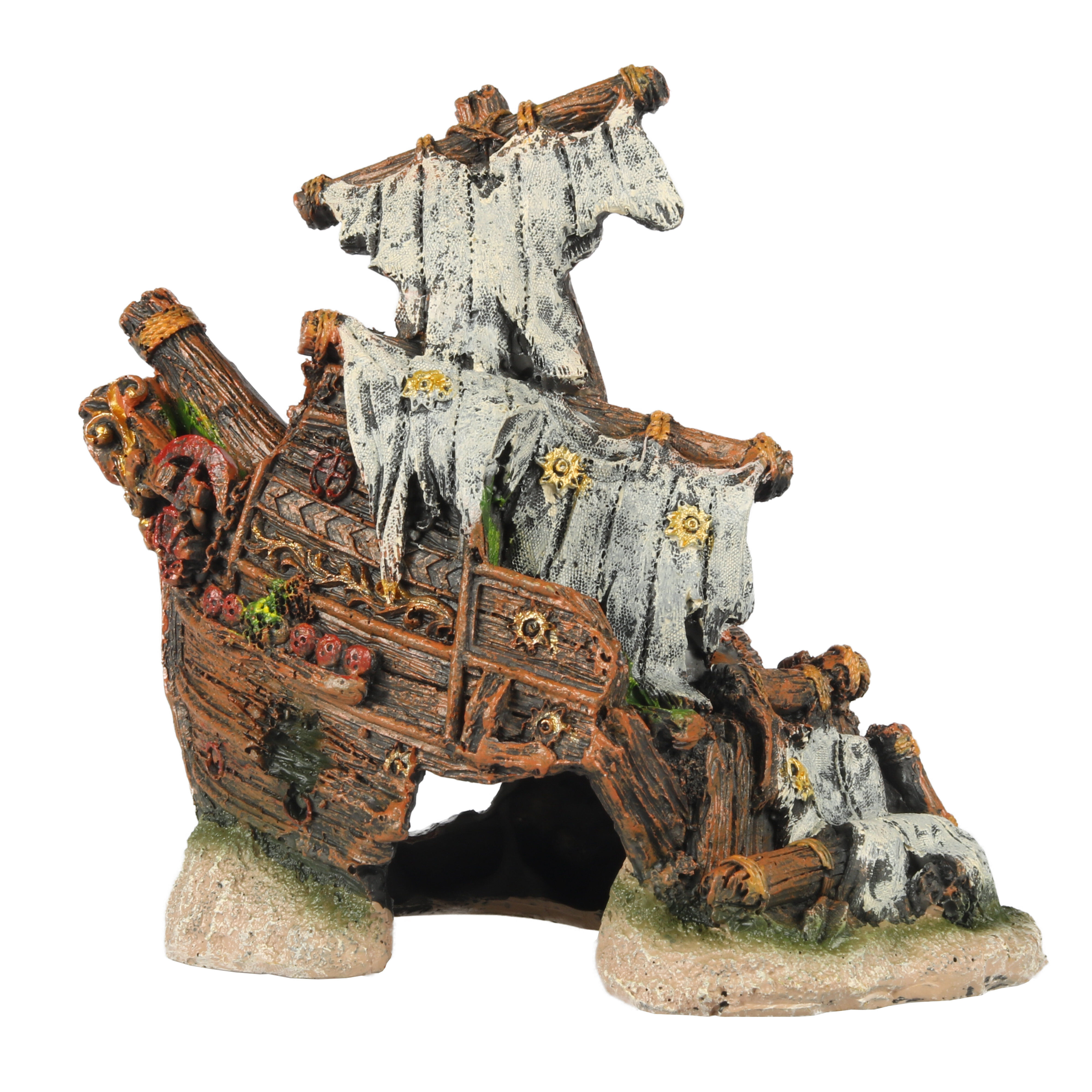 Aquadella - D&eacute;coration M&acirc;t de B&acirc;teau pour Aquarium - 16x7,7x14,5cm Image num&eacute;ro 1