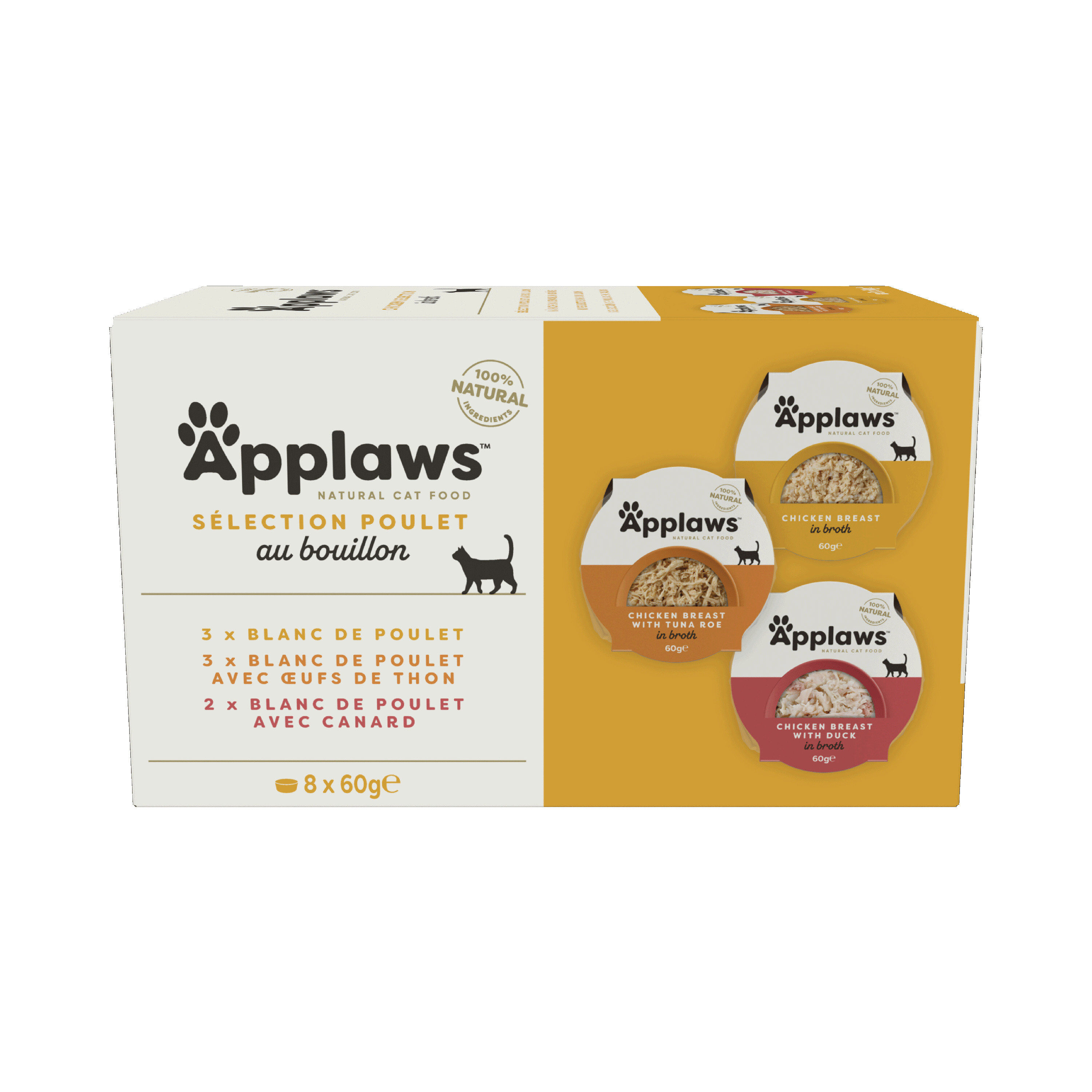 Applaws - Multipack Poulet Selection au Bouillon pour Chats - 8x60gr Image num&eacute;ro 1
