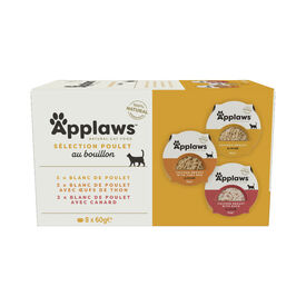 Applaws - Multipack Poulet Selection au Bouillon pour Chats - 8x60gr