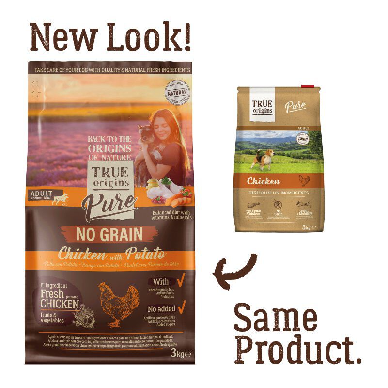 True Origins Pure - Croquettes au Poulet sans C&eacute;r&eacute;ales pour Chien Adulte - 3kg Image num&eacute;ro 2