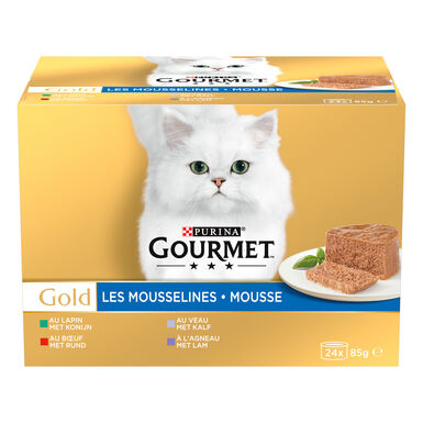 GOURMET - Boîtes GOLD Les Mousselines pour chat adulte - 24x85g