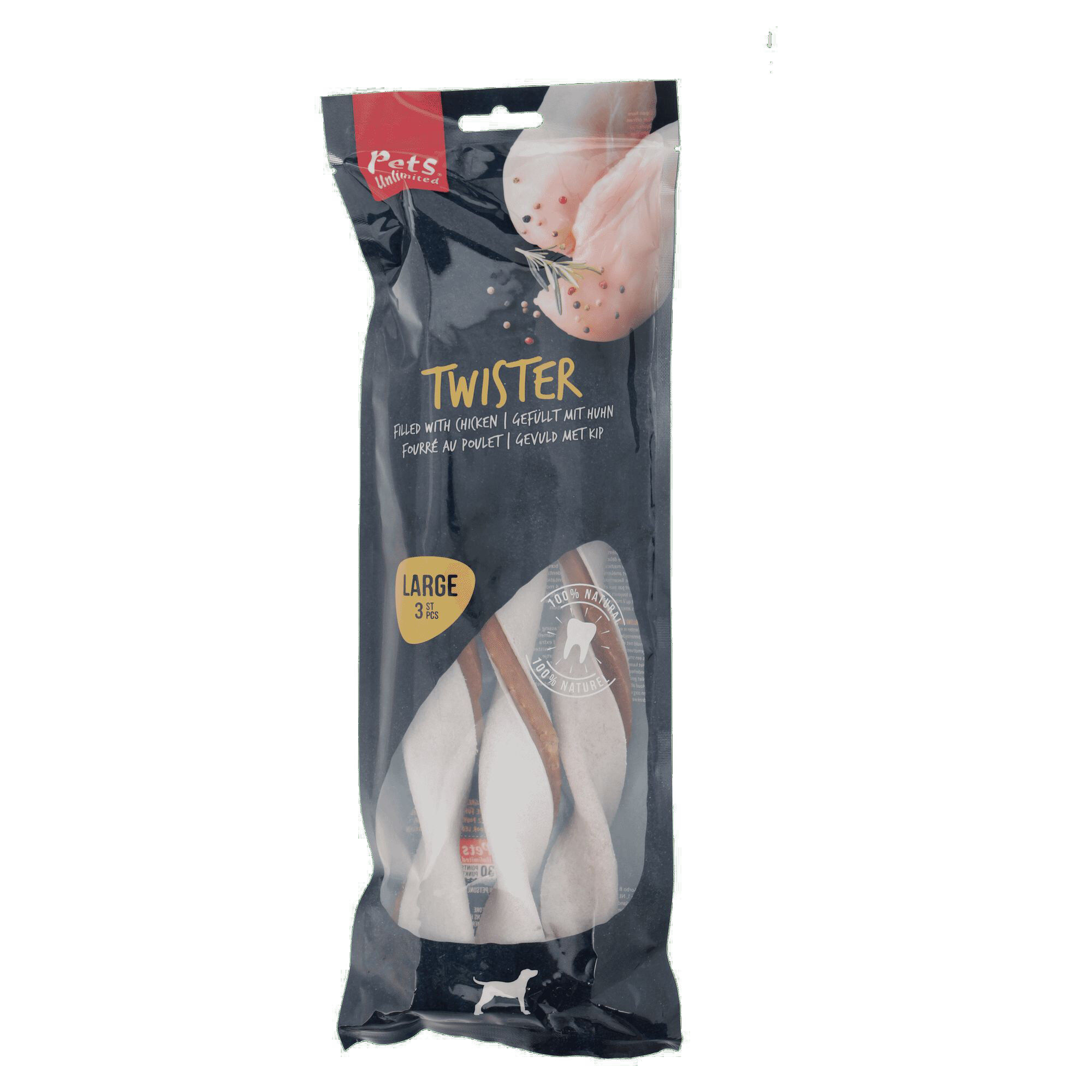 Pets Unlimited - B&acirc;tons &agrave; M&acirc;cher Twister au Poulet pour Chien - L Image num&eacute;ro 1