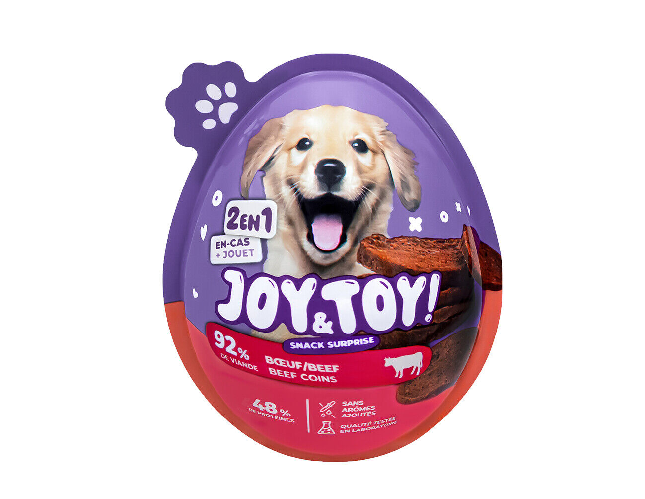 Joy & Toy - &OElig;uf Surprise Snack Pi&egrave;ces de Boeuf + Jouet - 20g Image num&eacute;ro 1