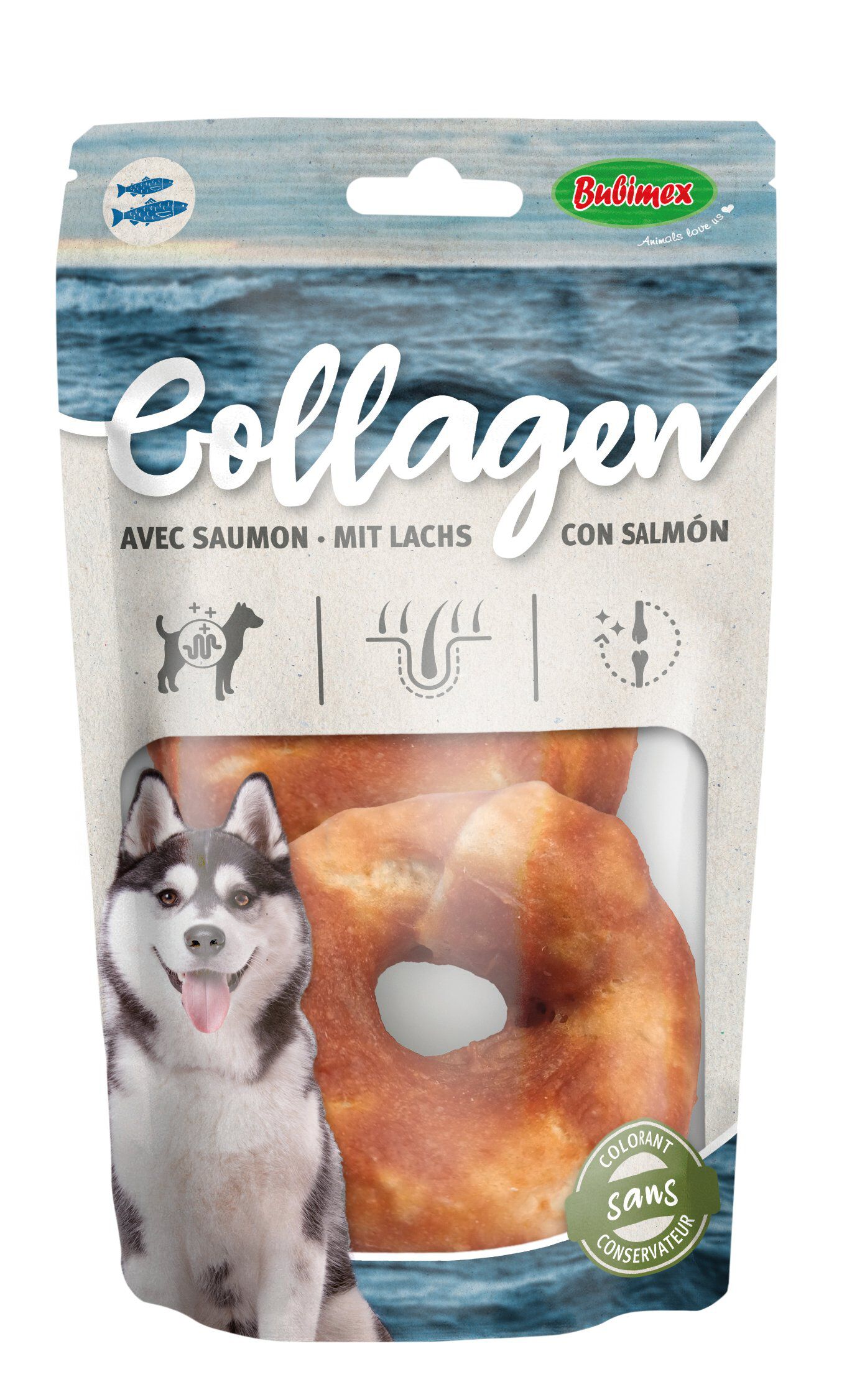Bubimex - Friandises Donuts de Collag&egrave;ne au Saumon - 10cm Image num&eacute;ro 1