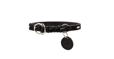 Hunter - Collier de Dressage en Cuir de Bœuf Noir pour Chiens