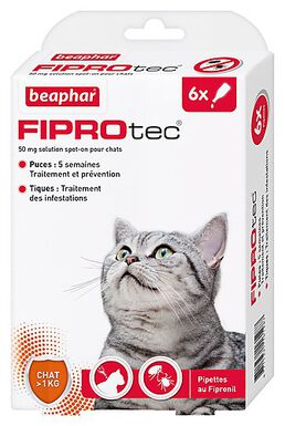 Beaphar - Pipettes Antiparasitaires Fiprotec pour Chat - X6