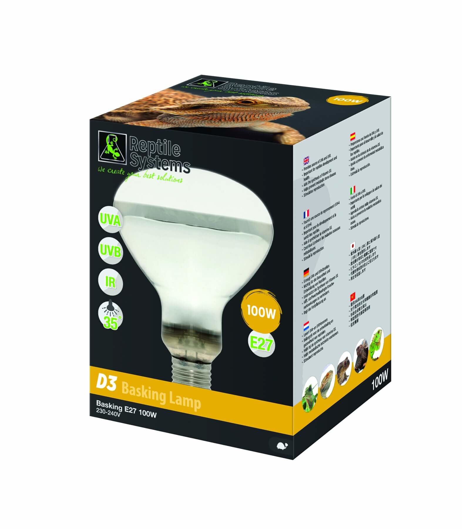 Reptile Systems - Lampe Basking D3 E27 pour Reptiles - 100W Image num&eacute;ro 1