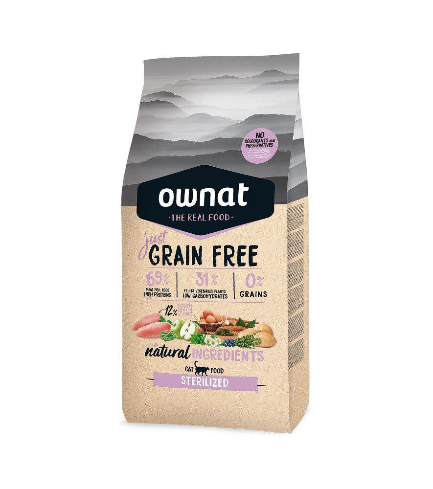 Ownat - Croquettes JUST Grain Free Sterilized Poulet pour Chats - 8Kg Image num&eacute;ro 1