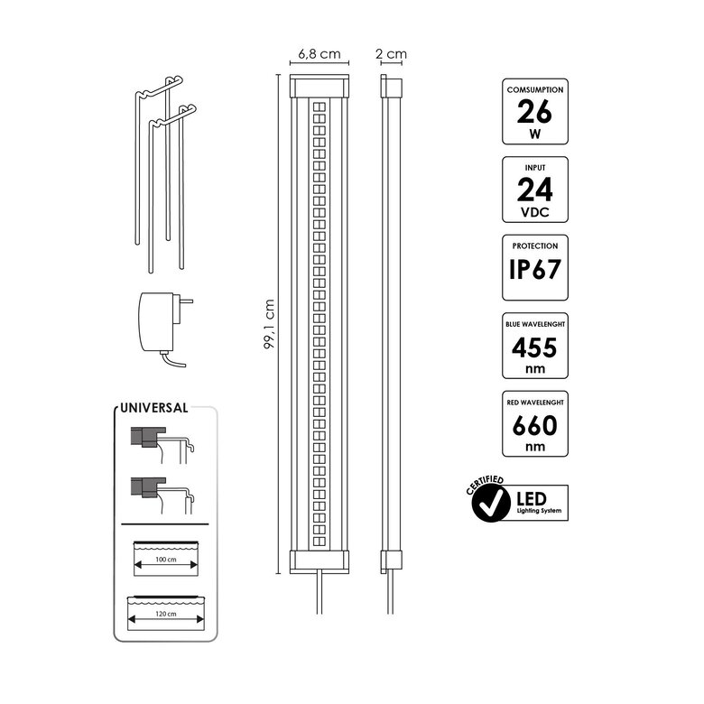 Ciano - Rampe Led CLE 100 Plants Noir pour Aquarium d'Eau Douce Image numéro 4 Ciano - Rampe Led CLE 100 Plants Noir pour Aquarium d'Eau Douce Image numéro 4