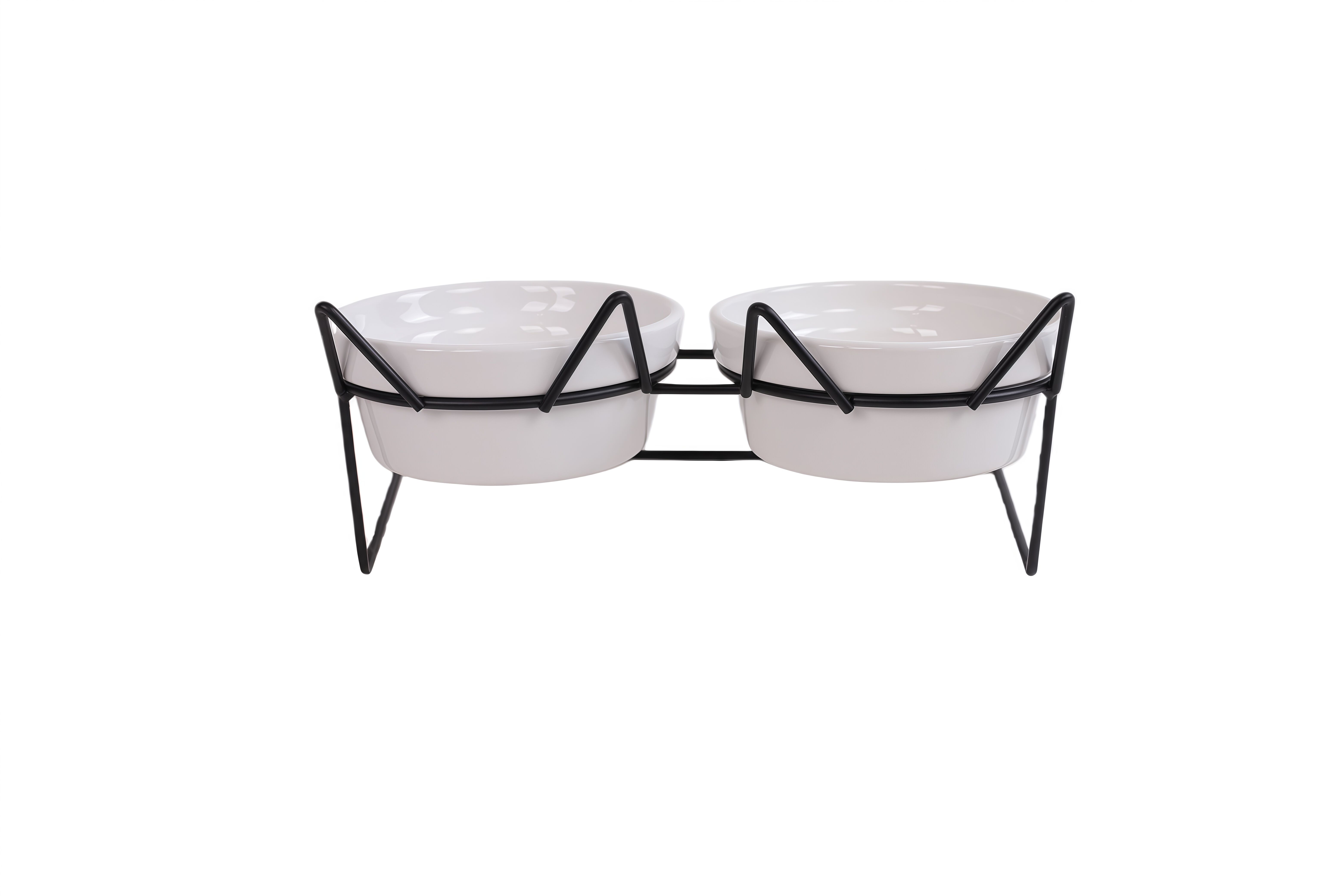 Leeby - Gamelle Double Sur&eacute;lev&eacute;e pour avec Bols en C&eacute;ramique pour Chats - 2x250ml Image num&eacute;ro 2