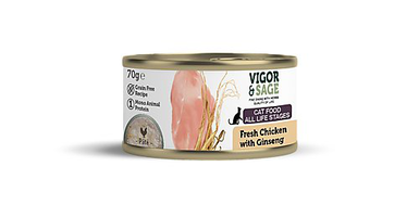 Vigor & Sage - Pâtée Ginseng et Poulet pour Chat - 70g