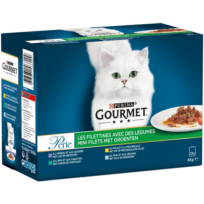 Gourmet - Sachets Perle Les Filettines avec Légumes pour Chat - 12x85g Image numéro 1 Gourmet - Sachets Perle Les Filettines avec Légumes pour Chat - 12x85g Image numéro 1