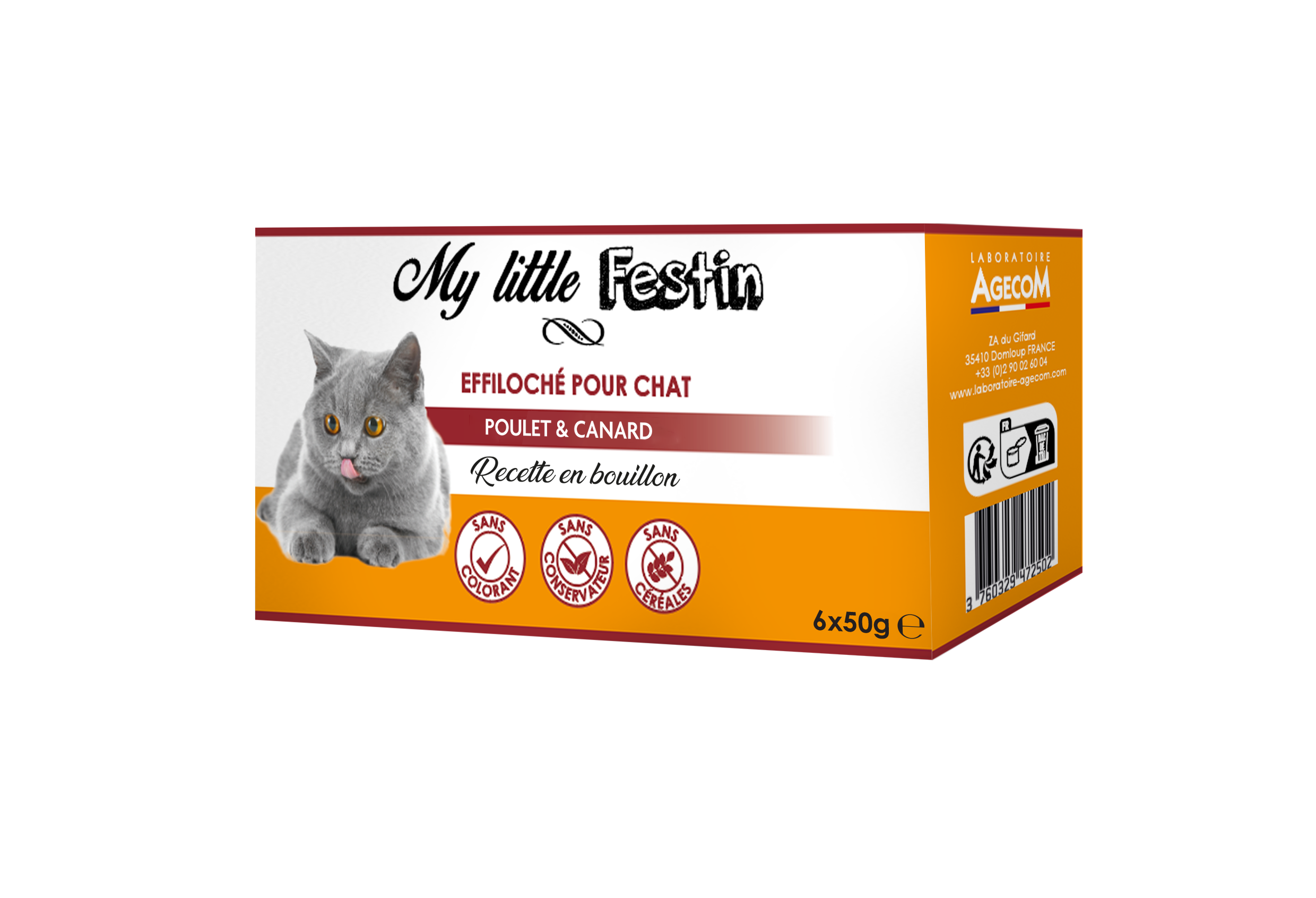 My Little Festin - P&acirc;t&eacute;e Recette en Bouillon Effiloch&eacute; Poulet et Canard pour Chats - 6x50g Image num&eacute;ro 2
