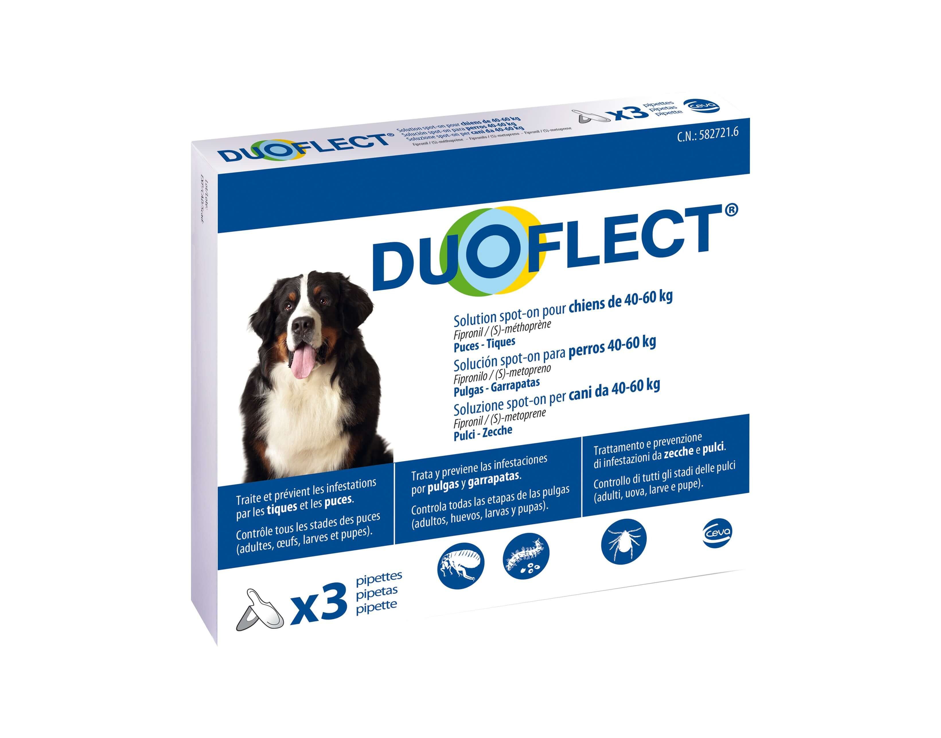 Duoflect - Pipettes Antiparasitaire de 40 &agrave; 60Kg pour Chien - x3 Image num&eacute;ro 1