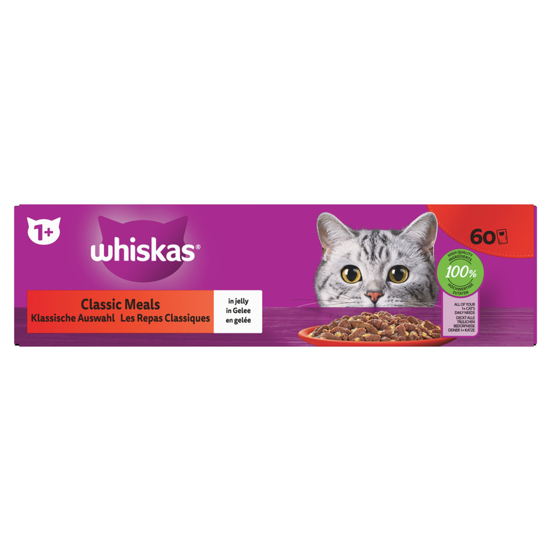 Whiskas - Multipack Classic Meals Viandes en Gelée pour Chats - 60x85g Image numéro 1 Whiskas - Multipack Classic Meals Viandes en Gelée pour Chats - 60x85g Image numéro 1