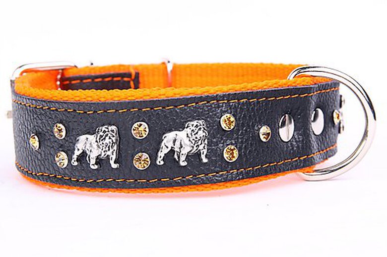 Yogipet - Collier Bulldog Cuir Crystal T65 48/58cm pour Chien - Orange image number null