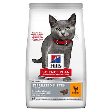 Hill's Science Plan - Croquettes Kitten Sterilised au Poulet pour Chaton - 3Kg
