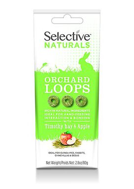 Selective - Orchard Loops friandises pour lapin au foin et aux pommes 80g