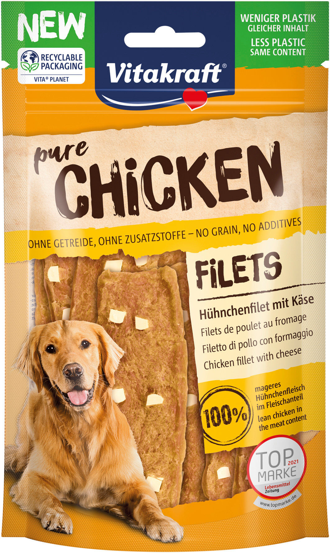 Vitakraft - Friandises Pure Chicken Filets + D&eacute;s de Fromage pour Chiens - 80g Image num&eacute;ro 1