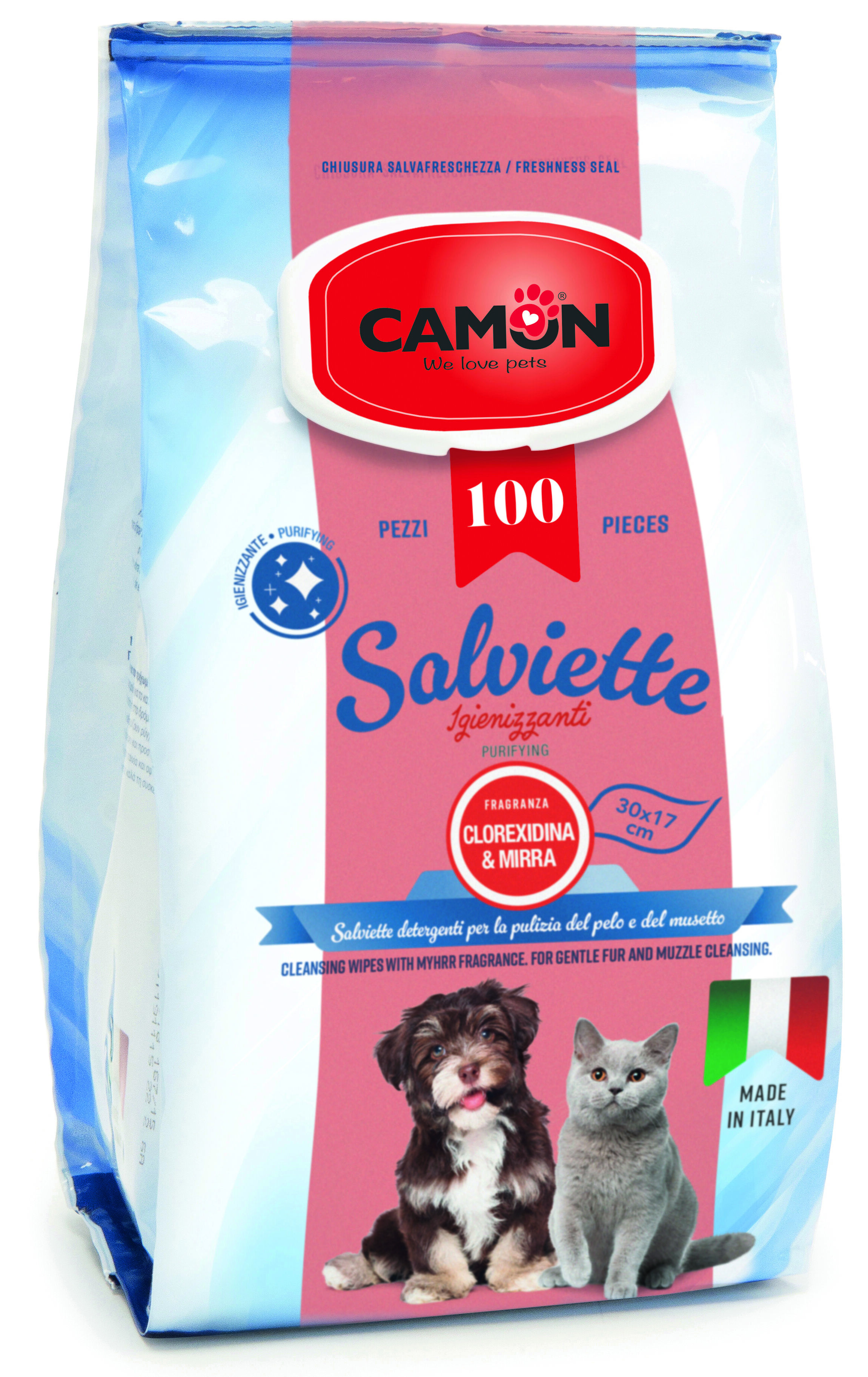 Camon - Lingettes Nettoyantes Myhrre pour Chiens et Chats - x100 Image num&eacute;ro 1