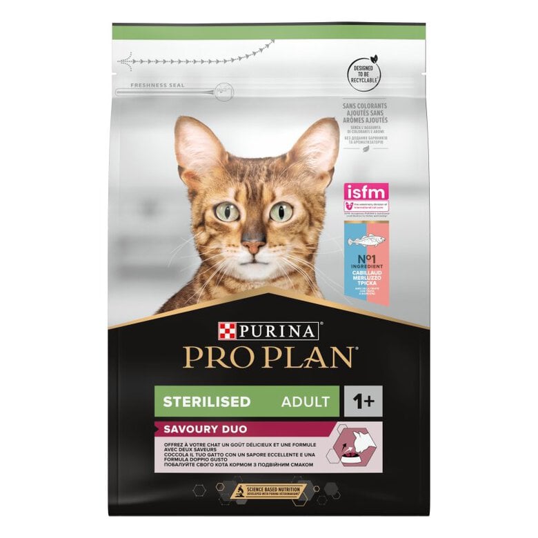 Pro Plan - Croquettes SAVOURY DUO Sterilised au Cabillaud pour Chat Adulte Stérilisé - 3Kg Image numéro 1 Pro Plan - Croquettes SAVOURY DUO Sterilised au Cabillaud pour Chat Adulte Stérilisé - 3Kg Image numéro 1