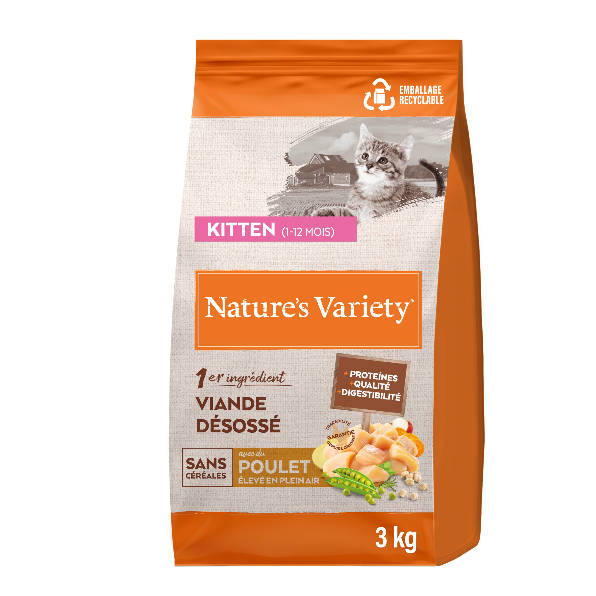 Nature's Variety - Croquettes No Grain Kitten Au Poulet Pour Chats - 3kg Image num&eacute;ro 5