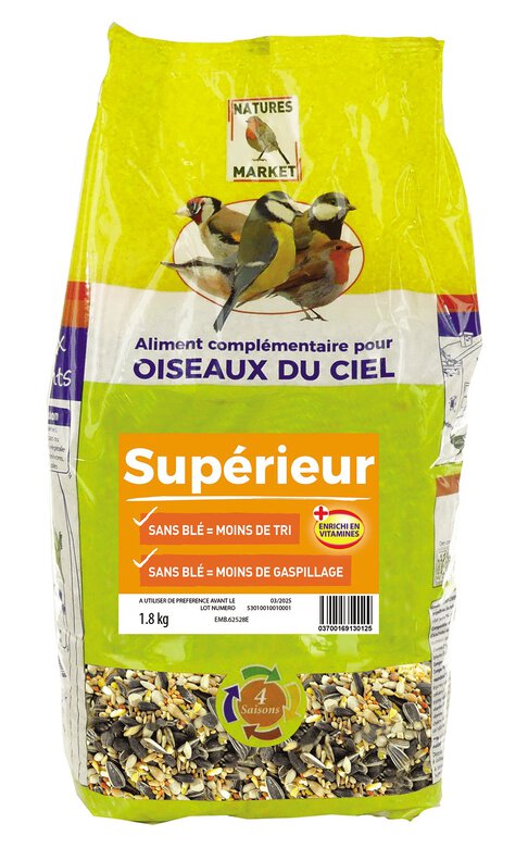 Natures Market - Mélange de Graines Supérieur pour Oiseaux du Ciel - 1,8Kg image number null