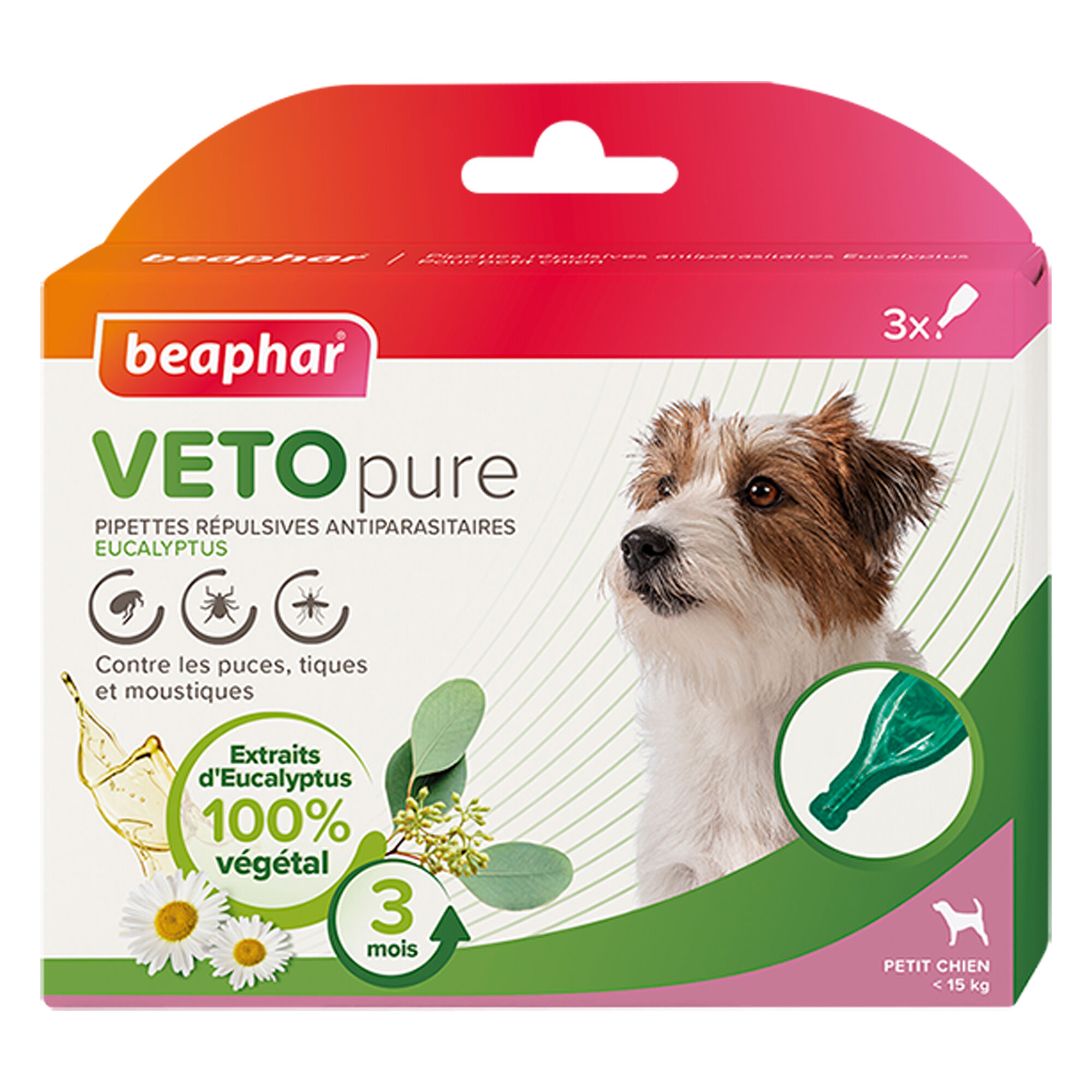 Beaphar - Pipettes Vetopure R&eacute;pulsives Antiparasitaires Eucalyptus Petit Chien - 3 x 1 ml Image num&eacute;ro 1