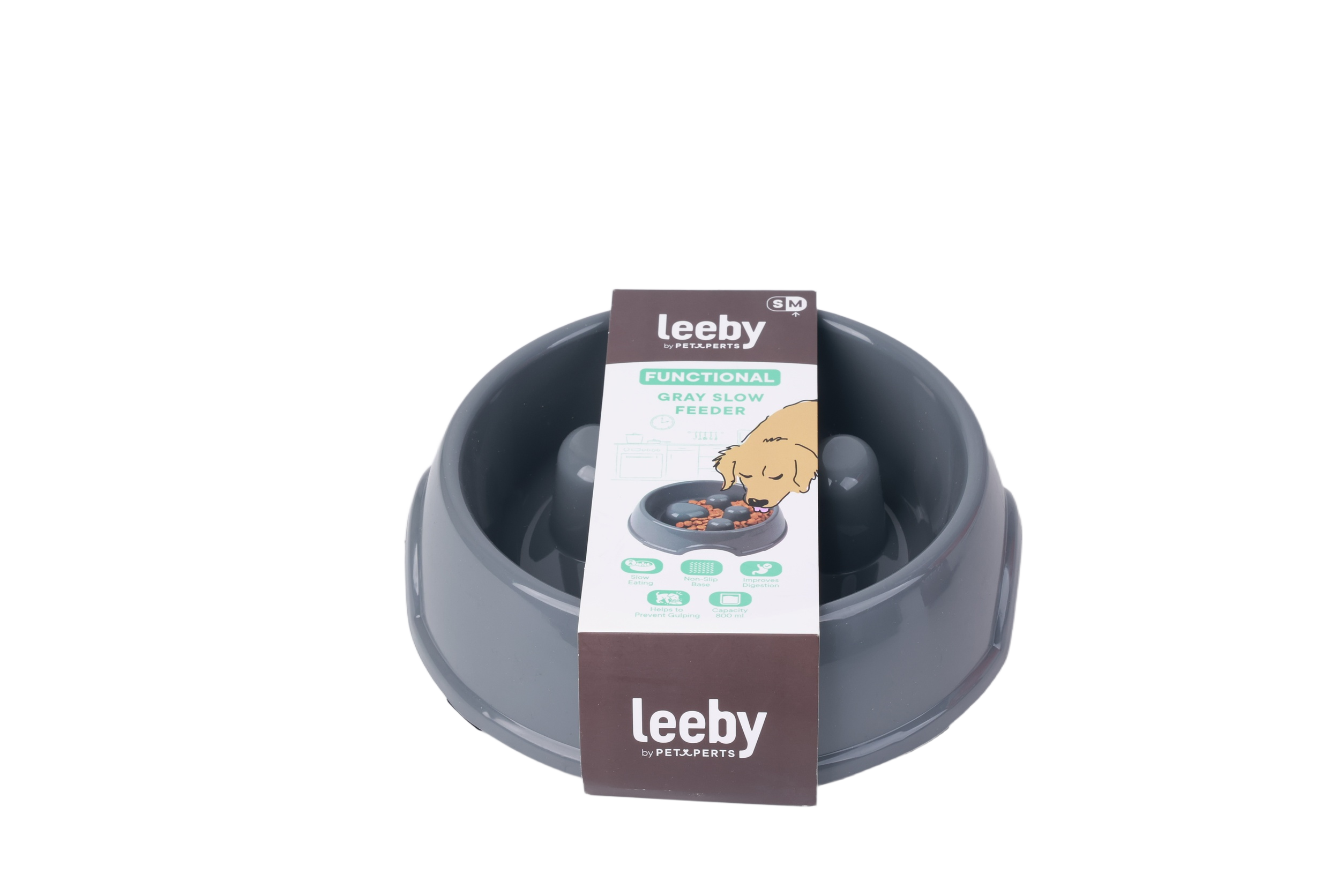Leeby - Gamelle Anti-Glouton Gris pour Chiens - M/800ml Image num&eacute;ro 1