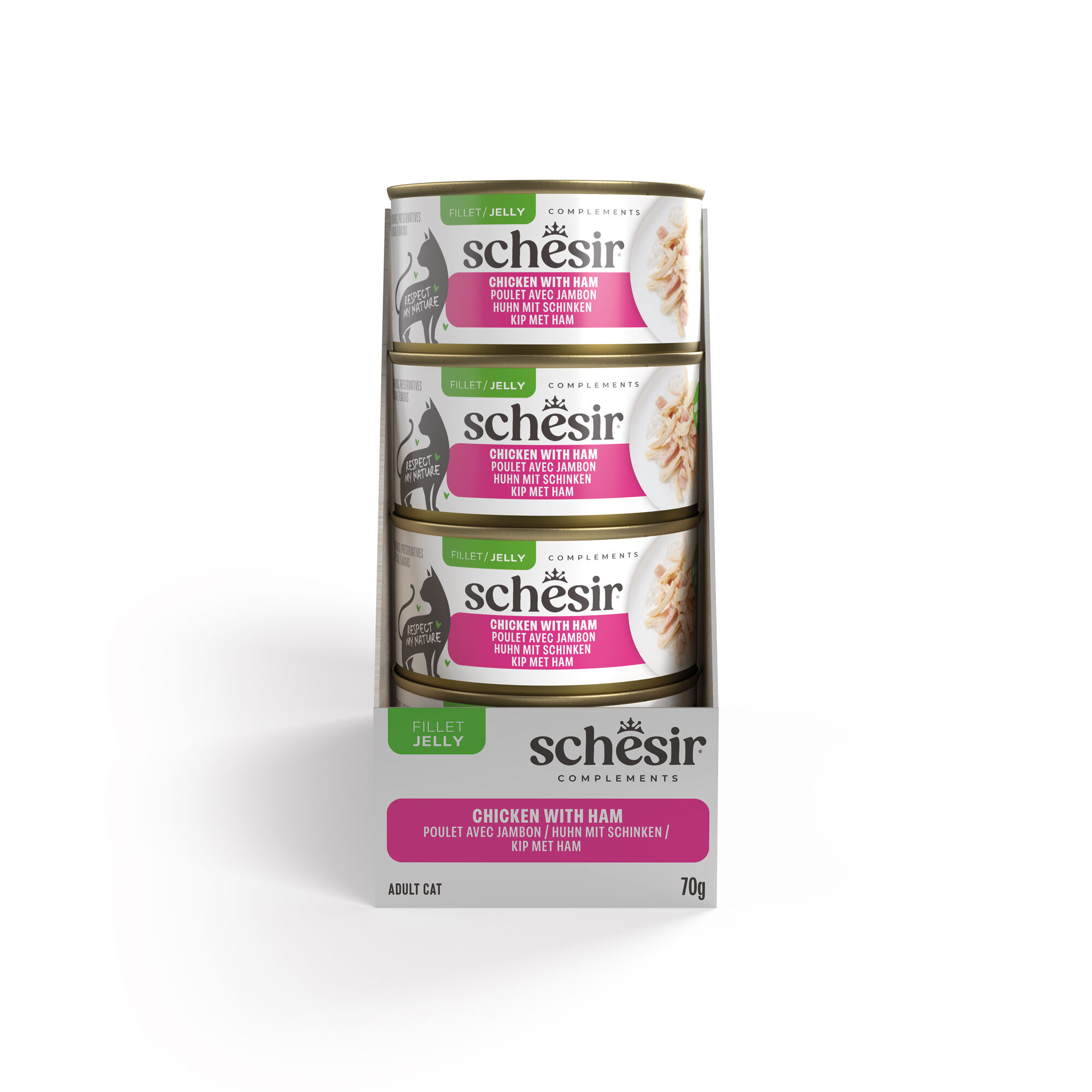 Schesir - P&acirc;t&eacute;e en Gel&eacute;e au Poulet et Jambon pour Chats - 70g Image num&eacute;ro 4