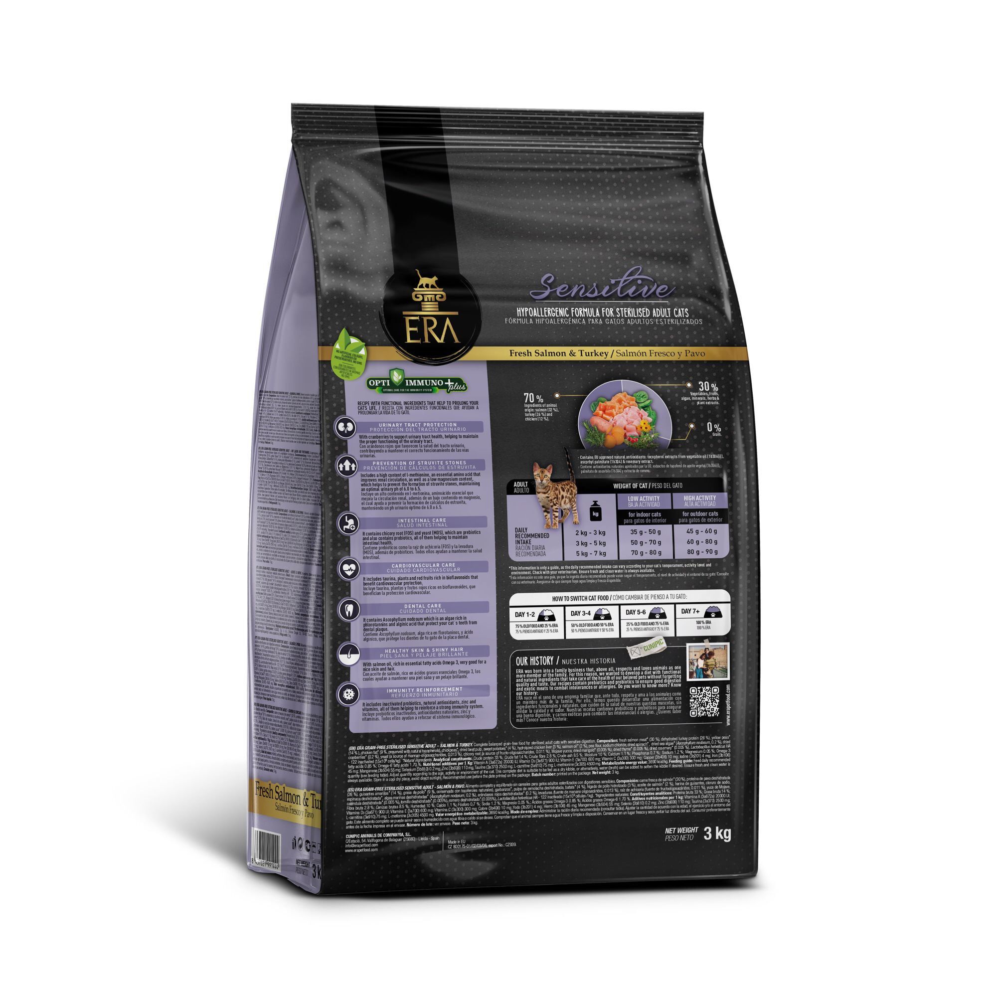 Era - Croquettes Sans C&eacute;r&eacute;ales Saumon et Dinde pour Chats Sensibles - 3kg Image num&eacute;ro 2