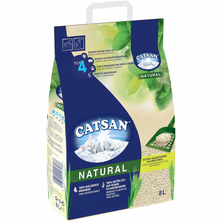 Catsan - Litière Natural Végétale Agglomérante pour Chat - 8L Image numéro 2 Catsan - Litière Natural Végétale Agglomérante pour Chat - 8L Image numéro 2