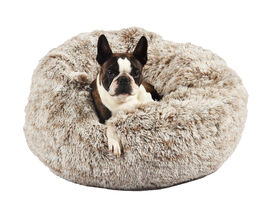 Bobby - Coussin Donut Fourrure Gris pour Chien et Chat - S
