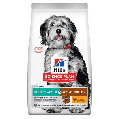 Hill's Science Plan - Croquettes Adult Medium Perfect Weight + Mobility au Poulet pour Chien