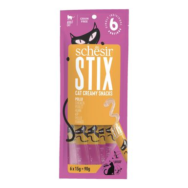 Schesir - Friandises Stix Snacks Crémeux au Poulet - 6x15g