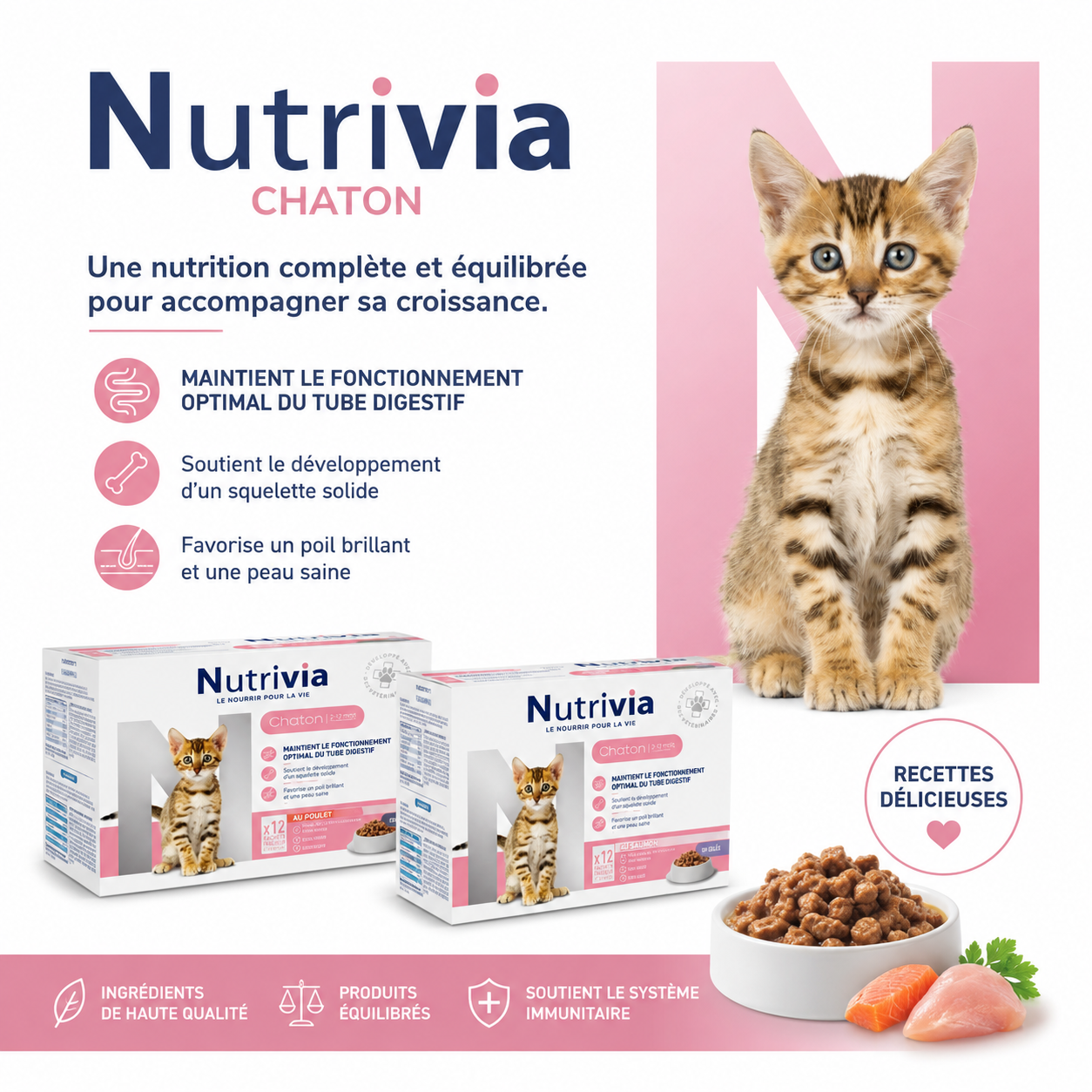 Nutrivia - Sachets en Sauce &agrave; la Viande pour Chatons - 12x100g Image num&eacute;ro 2
