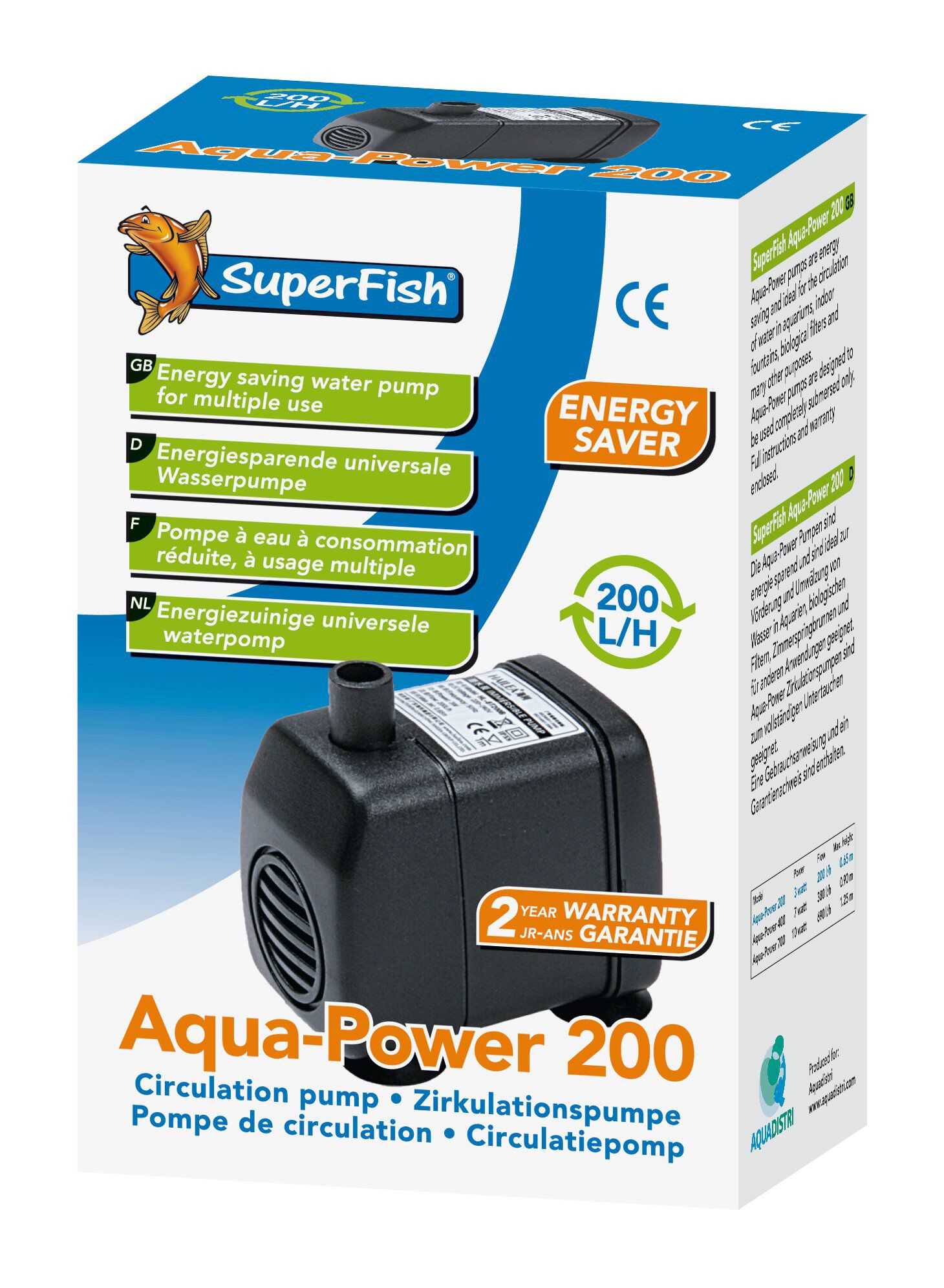 Superfish - Pompe &agrave; Eau Aqua-Power pour Aquarium - 200 L/H Image num&eacute;ro 1