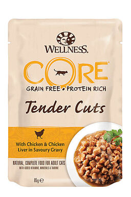 Wellness CORE - Repas Tenders Cuts au Poulet et Foie de Poulet pour Chat - 85g