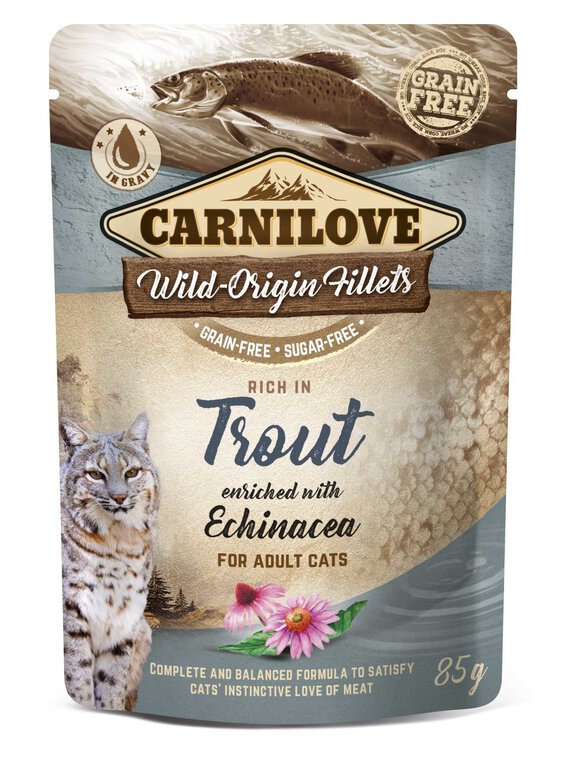 Carnilove - Chat Adulte Truite Et Echinacée - Pochon - 85g Image numéro 1 Carnilove - Chat Adulte Truite Et Echinacée - Pochon - 85g Image numéro 1