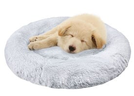Leeby - Donut Anti-Stress en Peluche Douce Taille XXL pour Chien - Gris