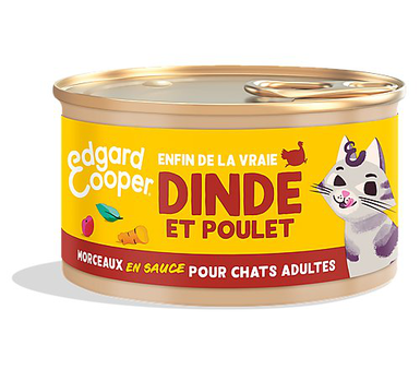 Edgard & Cooper - Pâtée Morceaux en Sauce à la Dinde et Poulet pour Chat - 85g
