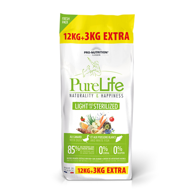 Flatazor - Croquettes PURELIFE Light Sterilized pour Chien - 12Kg + 3Kg Offerts