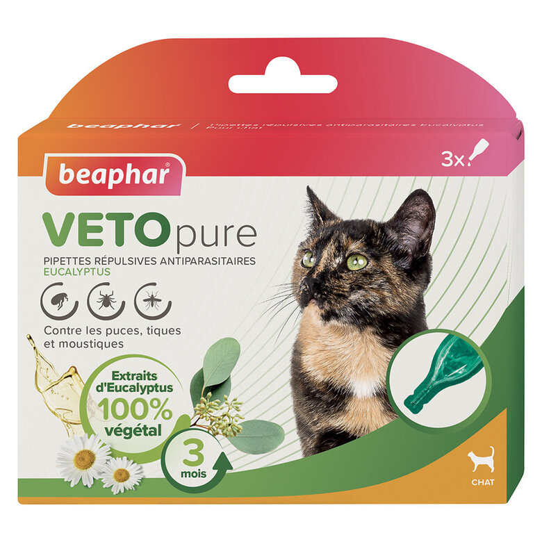 Beaphar - Pipettes Antiparasitaires VETOpure Eucalyptus pour Chats - 3x1ml Image numéro 1 Beaphar - Pipettes Antiparasitaires VETOpure Eucalyptus pour Chats - 3x1ml Image numéro 1